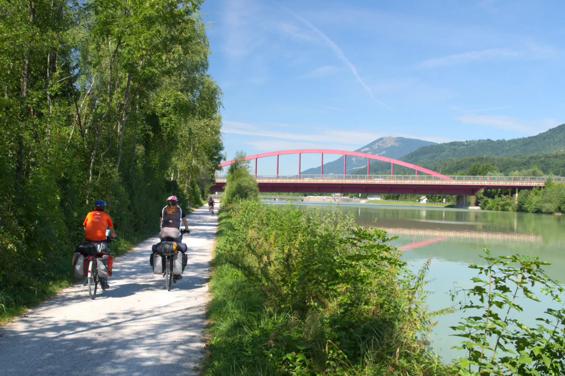 Cycling along salzach river