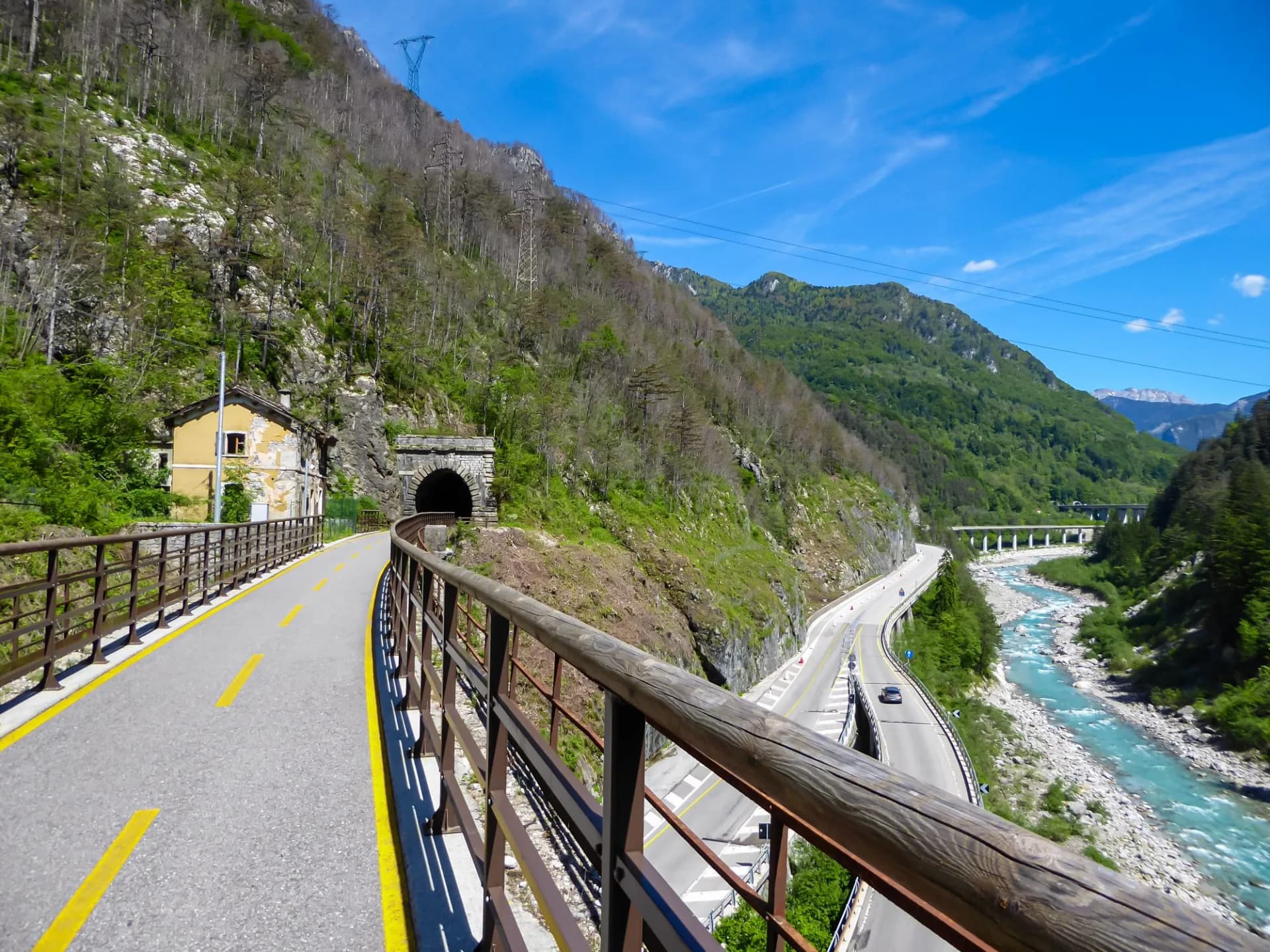 Alpe adria cycle path by the river