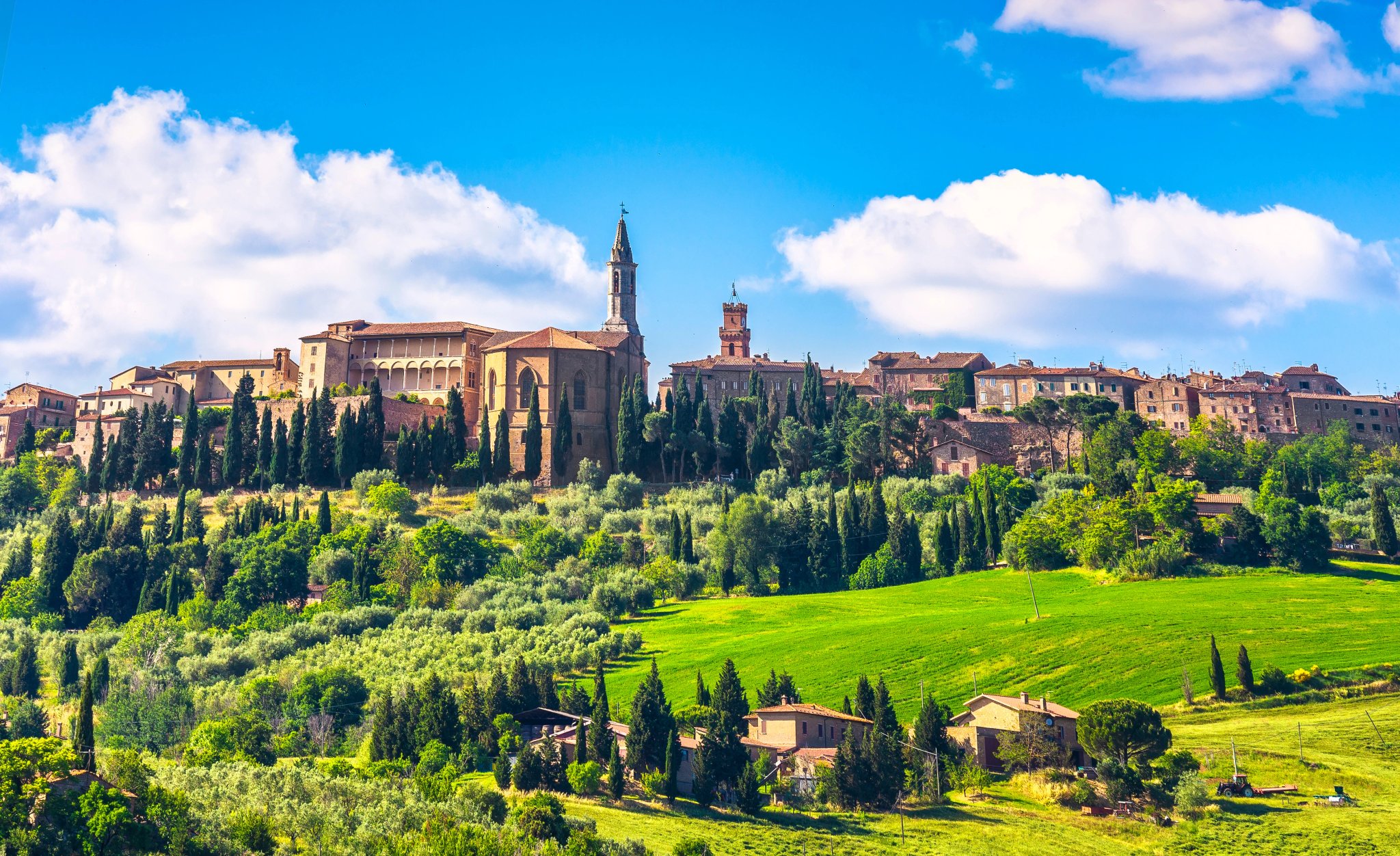 Toscana, Pienza middelalderlandsby. Siena, Val d Orcia, Italien