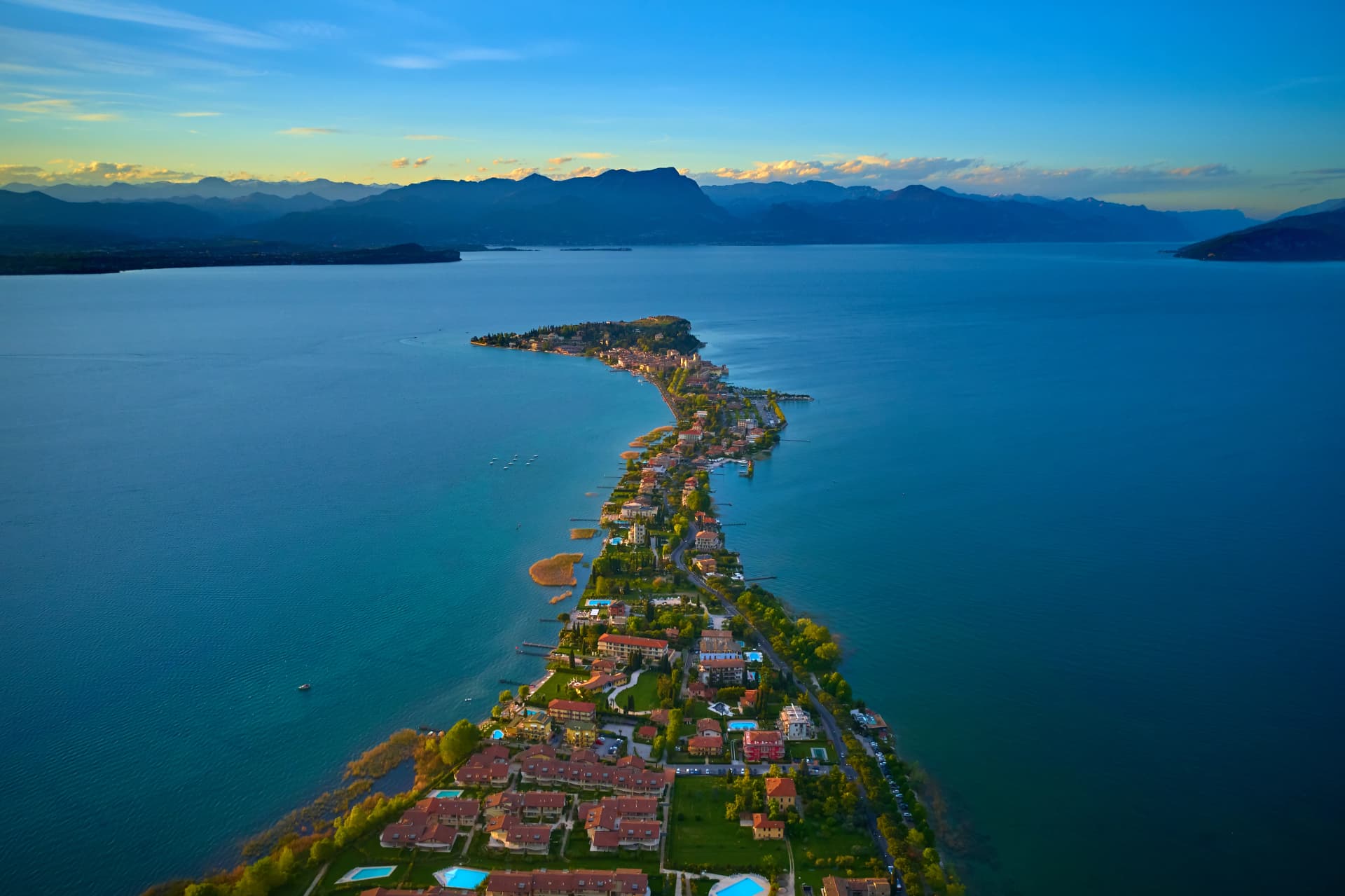 Aerial view of Sirmione at Lake Garda