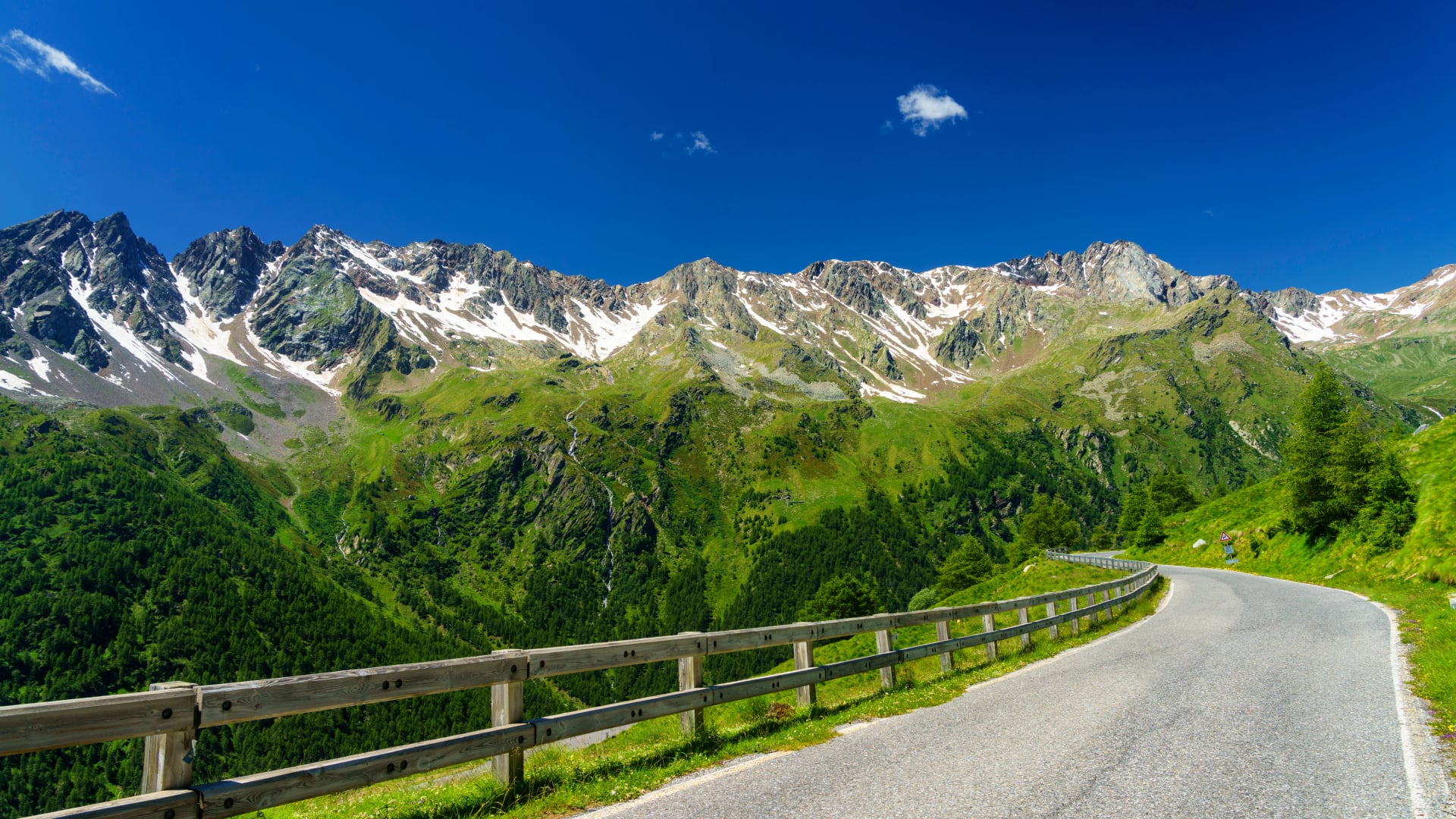 Passo Gavia, mountain pass in Lombardy, Italy, to Val Camonica at summer